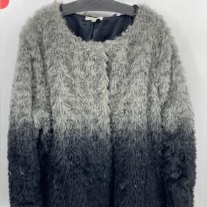 Fever Preowned Shaggy Faux Fur Jacket Black/Gray